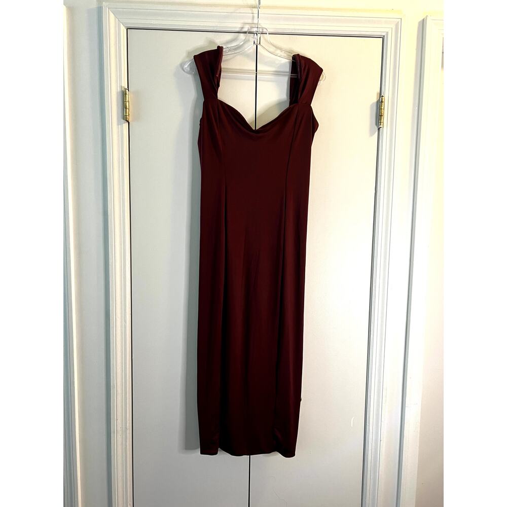 Oh Polly Burgundy Midi Dress with Bow Back - Picture 4 of 7